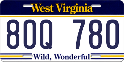 WV license plate 8OQ780