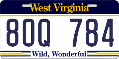 WV license plate 8OQ784