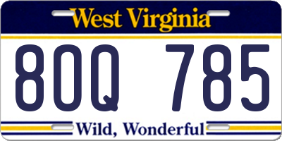 WV license plate 8OQ785