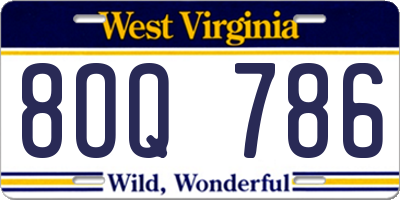 WV license plate 8OQ786