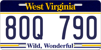 WV license plate 8OQ790