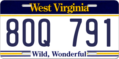 WV license plate 8OQ791
