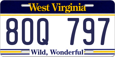 WV license plate 8OQ797