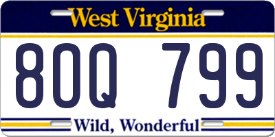 WV license plate 8OQ799
