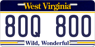 WV license plate 8OQ800