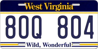 WV license plate 8OQ804