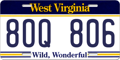 WV license plate 8OQ806