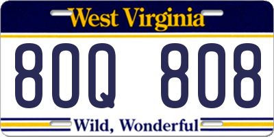 WV license plate 8OQ808