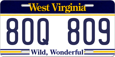 WV license plate 8OQ809
