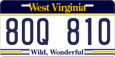 WV license plate 8OQ810