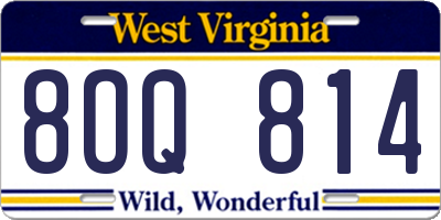 WV license plate 8OQ814