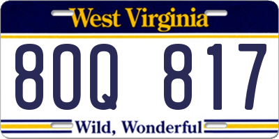 WV license plate 8OQ817
