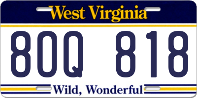 WV license plate 8OQ818