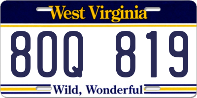 WV license plate 8OQ819