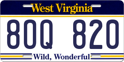 WV license plate 8OQ820