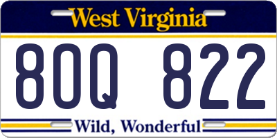 WV license plate 8OQ822