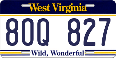 WV license plate 8OQ827