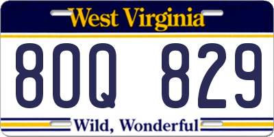 WV license plate 8OQ829