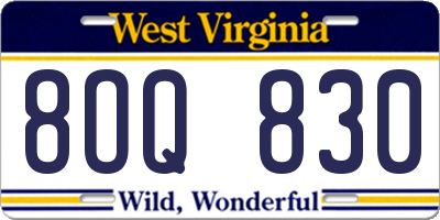 WV license plate 8OQ830