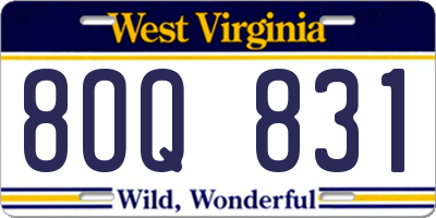 WV license plate 8OQ831