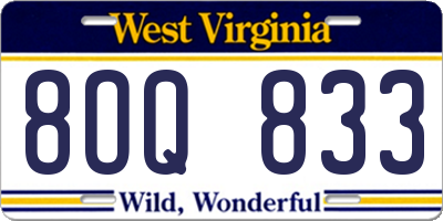 WV license plate 8OQ833