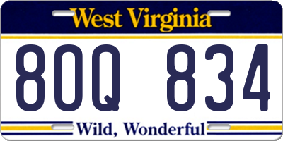 WV license plate 8OQ834