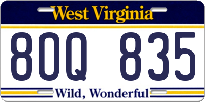 WV license plate 8OQ835