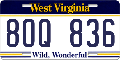 WV license plate 8OQ836