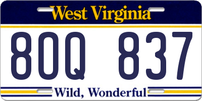 WV license plate 8OQ837