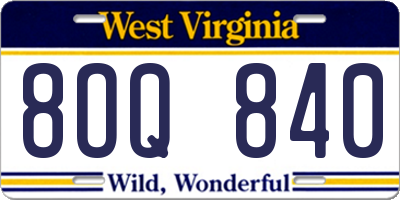 WV license plate 8OQ840