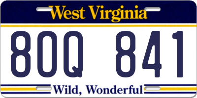 WV license plate 8OQ841