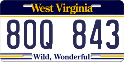 WV license plate 8OQ843