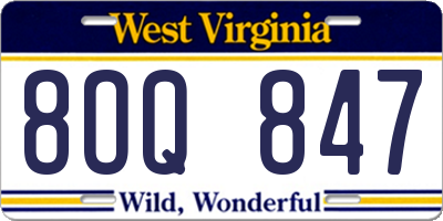 WV license plate 8OQ847