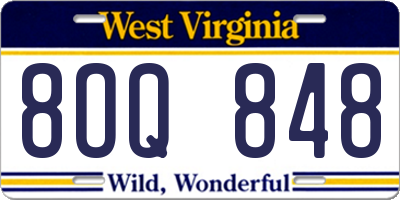WV license plate 8OQ848