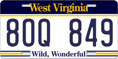WV license plate 8OQ849