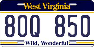 WV license plate 8OQ850