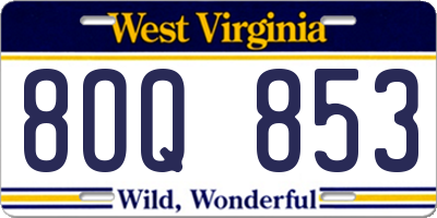 WV license plate 8OQ853