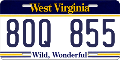 WV license plate 8OQ855