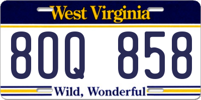 WV license plate 8OQ858