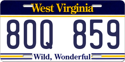 WV license plate 8OQ859