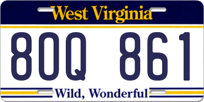 WV license plate 8OQ861