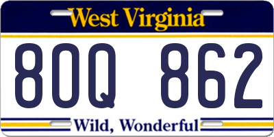 WV license plate 8OQ862