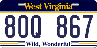 WV license plate 8OQ867