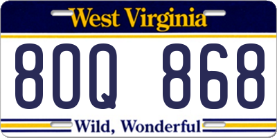WV license plate 8OQ868