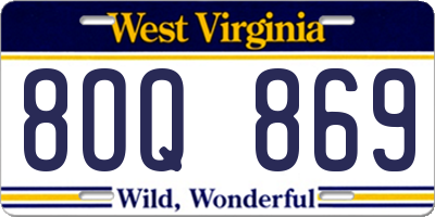 WV license plate 8OQ869