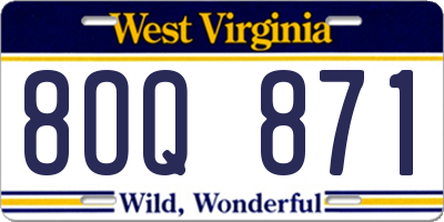 WV license plate 8OQ871
