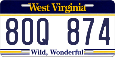WV license plate 8OQ874