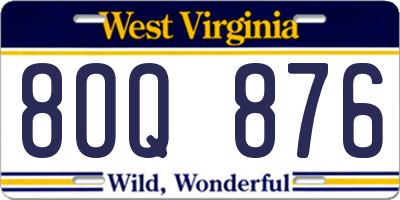 WV license plate 8OQ876