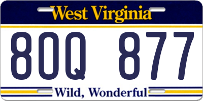 WV license plate 8OQ877