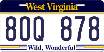 WV license plate 8OQ878